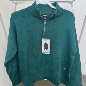DKNY Women's Quarter-Zip Sweater (green)
